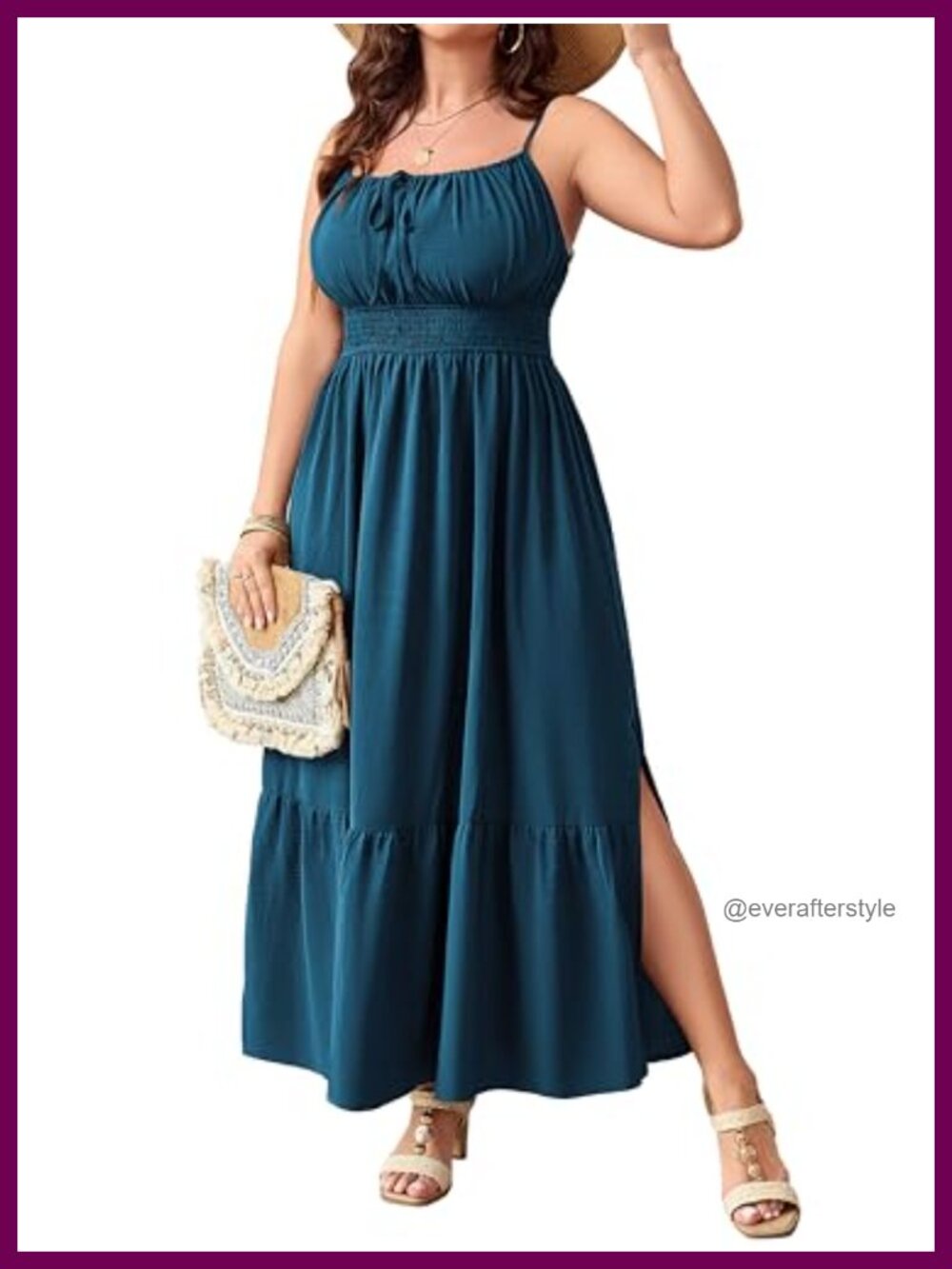 Plus Size Boho Maxi Dress Spaghetti Strap Smocked Sundress